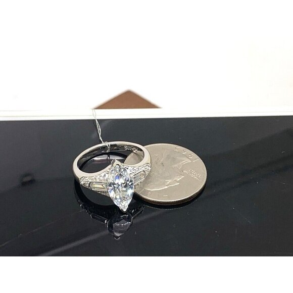 Suzy Levian Sterling Silver Marquise White Cubic Zirconia Engagement Ring SZ 8.5 - Picture 13 of 16